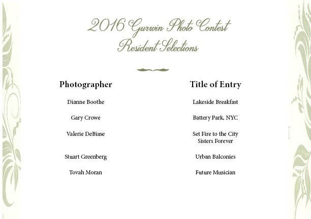 2016 Photo Contest Resident Selections