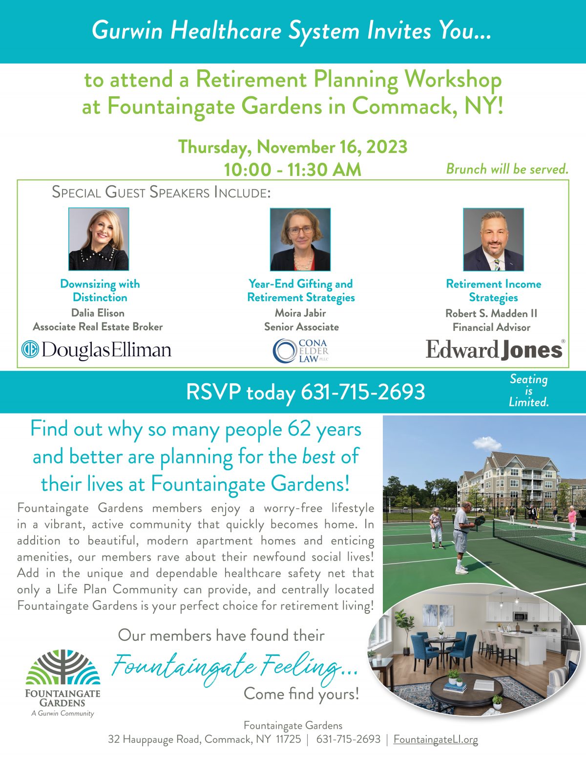 Fountaingate Gardens presents a Retirement Planning Workshop 11/16/23